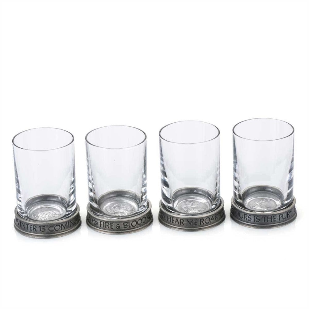 Royal Selangor Game of Thrones Set of 4 House Sigils Pewter Shot Glass Quartet