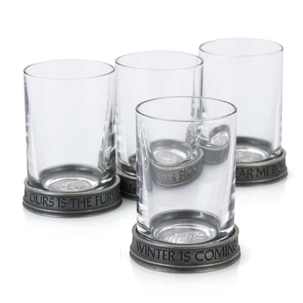 Royal Selangor Game of Thrones Set of 4 House Sigils Pewter Shot Glass Quartet