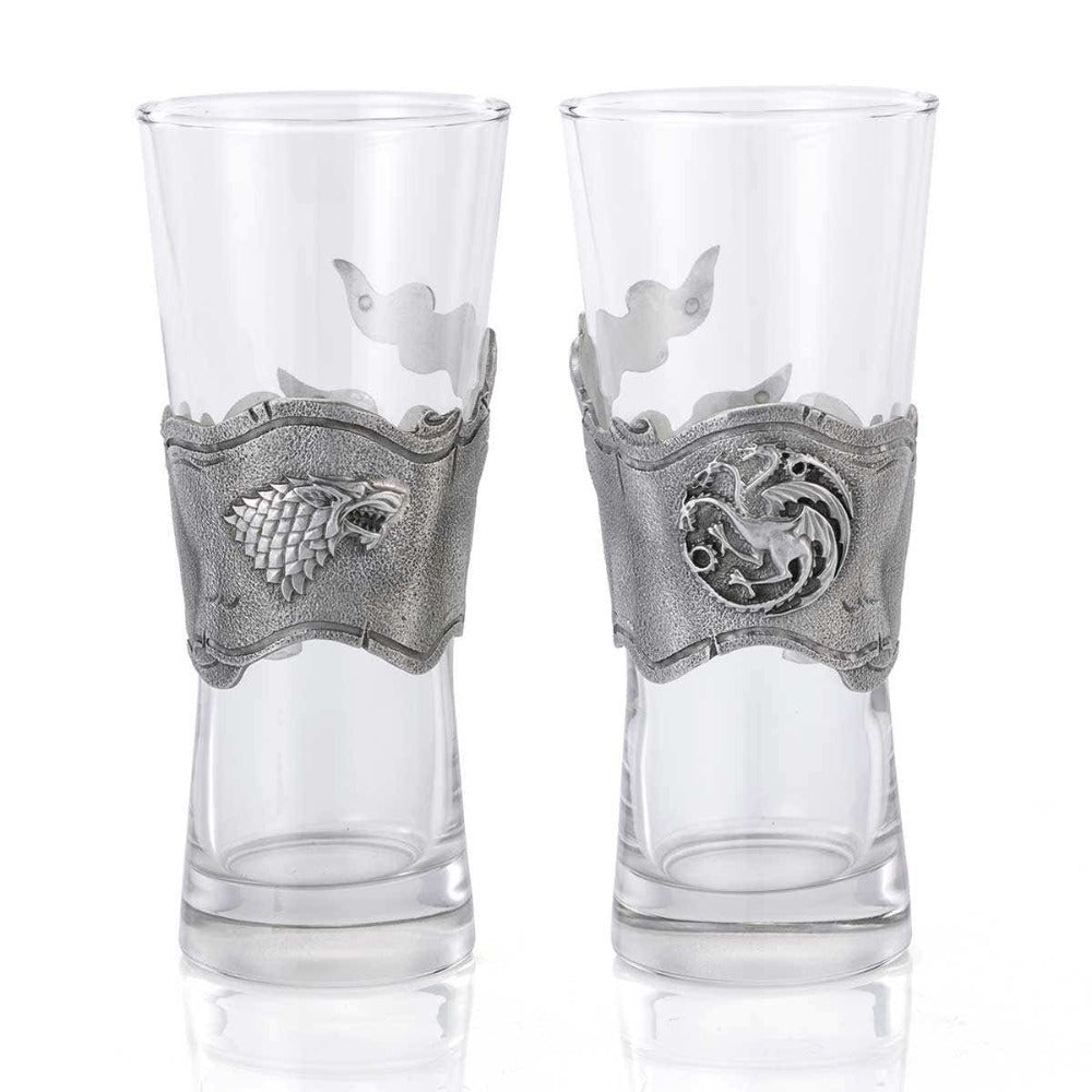 Royal Selangor Game of Thrones Ice & Fire Pilsner Pair With Pewter Motif