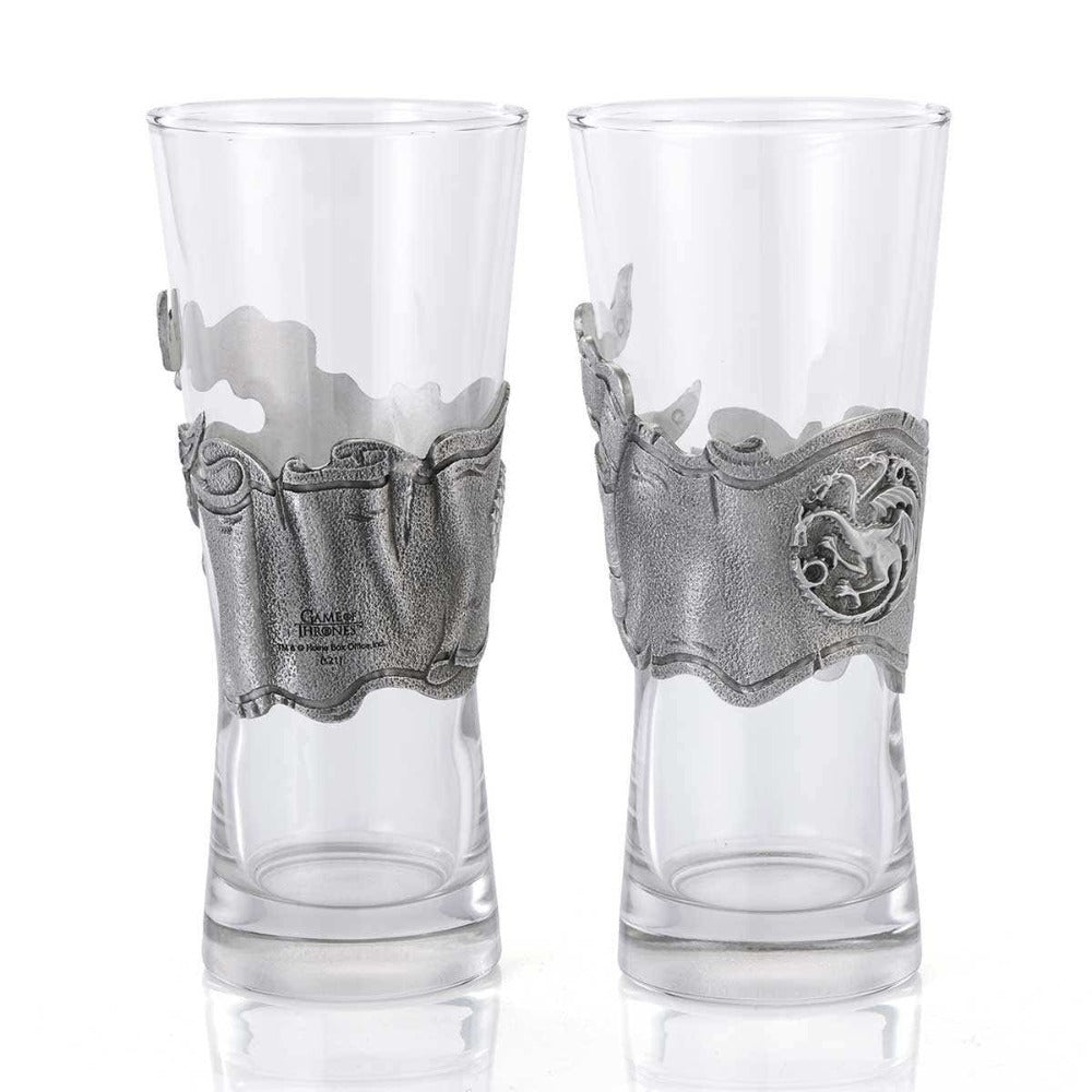 Royal Selangor Game of Thrones Ice & Fire Pilsner Pair With Pewter Motif