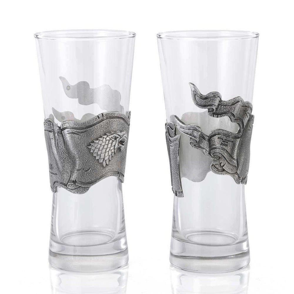 Royal Selangor Game of Thrones Ice & Fire Pilsner Pair With Pewter Motif