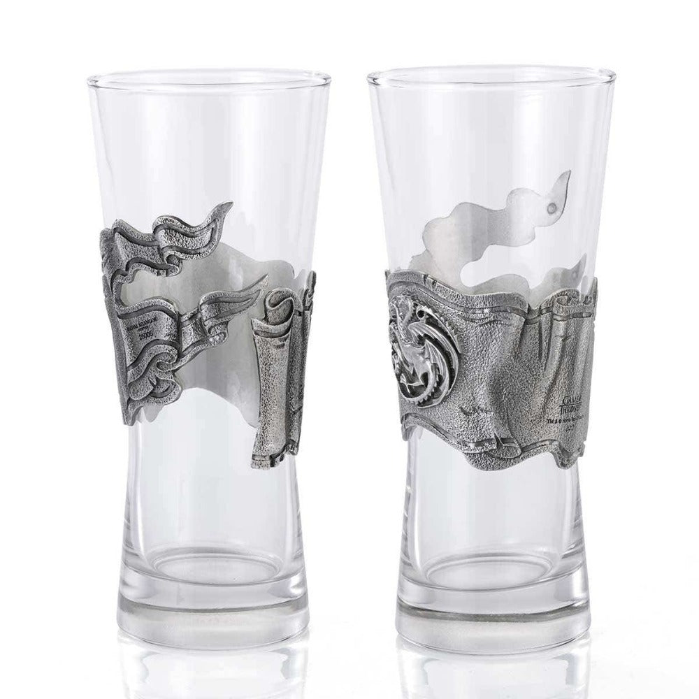 Royal Selangor Game of Thrones Ice & Fire Pilsner Pair With Pewter Motif