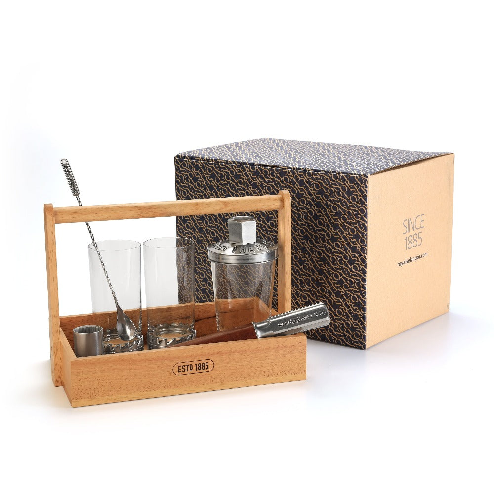 Royal Selangor Bar Toolbar 6 Piece Set W/  Wooden Case