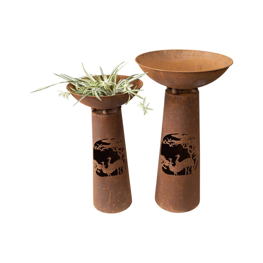 Nested Rust Emu Firebowls Pot Planters Set of 2