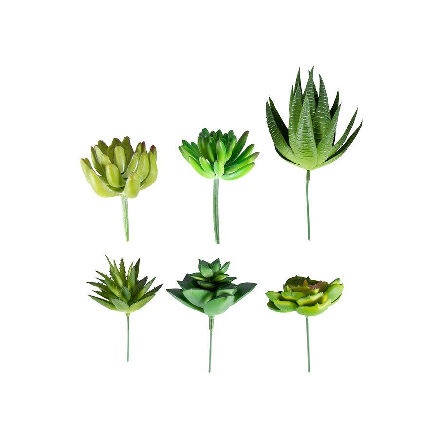 6 Assorted Artificial Small Succulent Stems