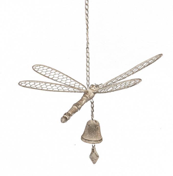 Large Hanging Dragonfly With Cast Iron Bell