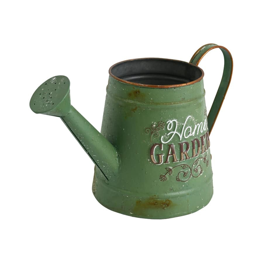 Rustic "Home Garden" Watering Can - Distressed Green