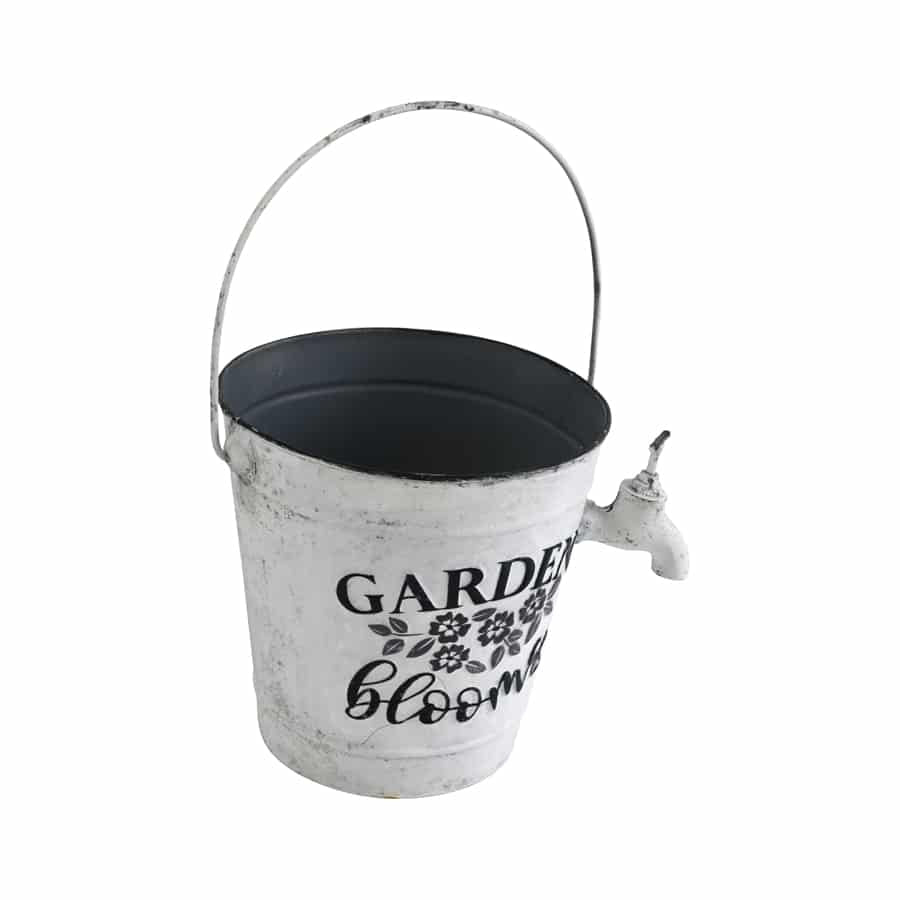 Garden Blooms Bucket with Tap - Distressed White