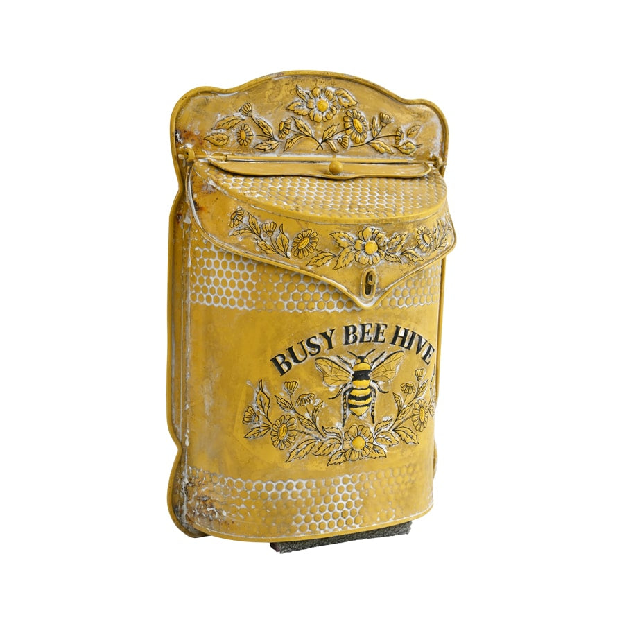 Vintage Busy Bee Hive Post Box - Distressed Yellow