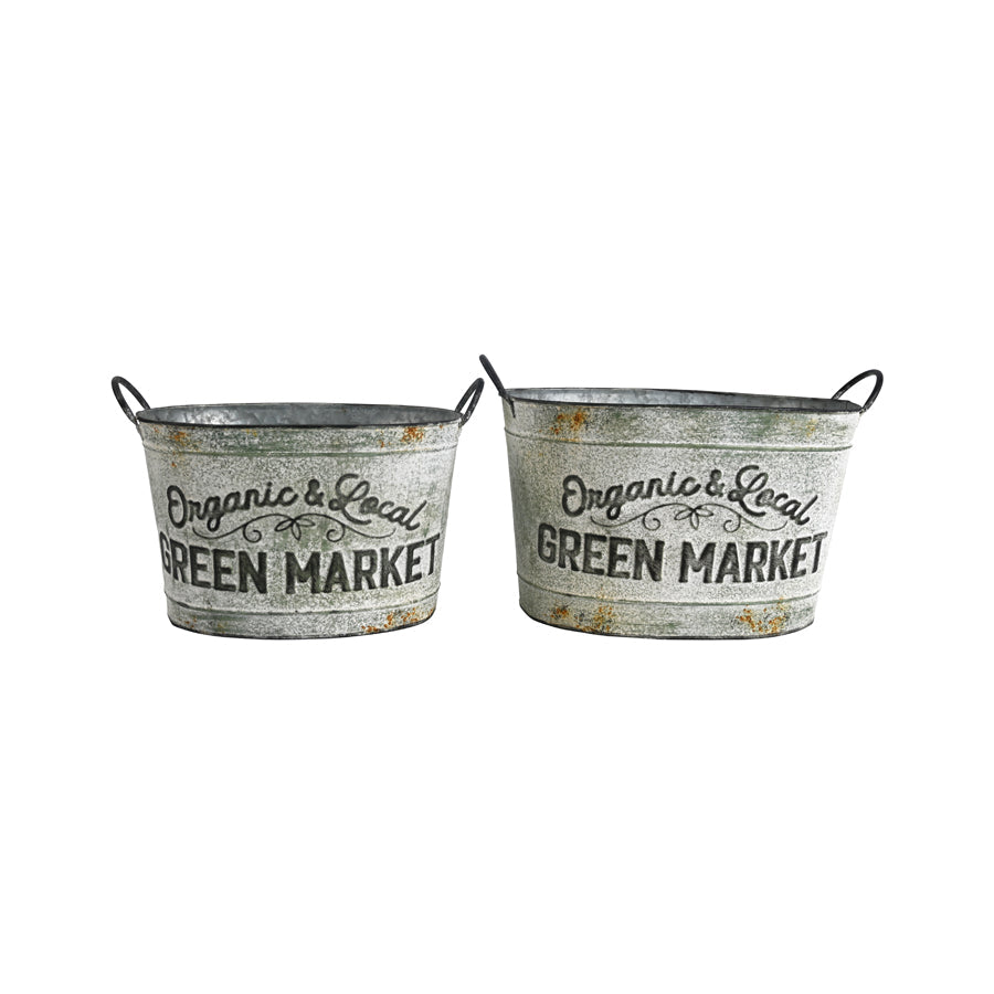 Organic & Local Green Market Planter Buckets Set of 2