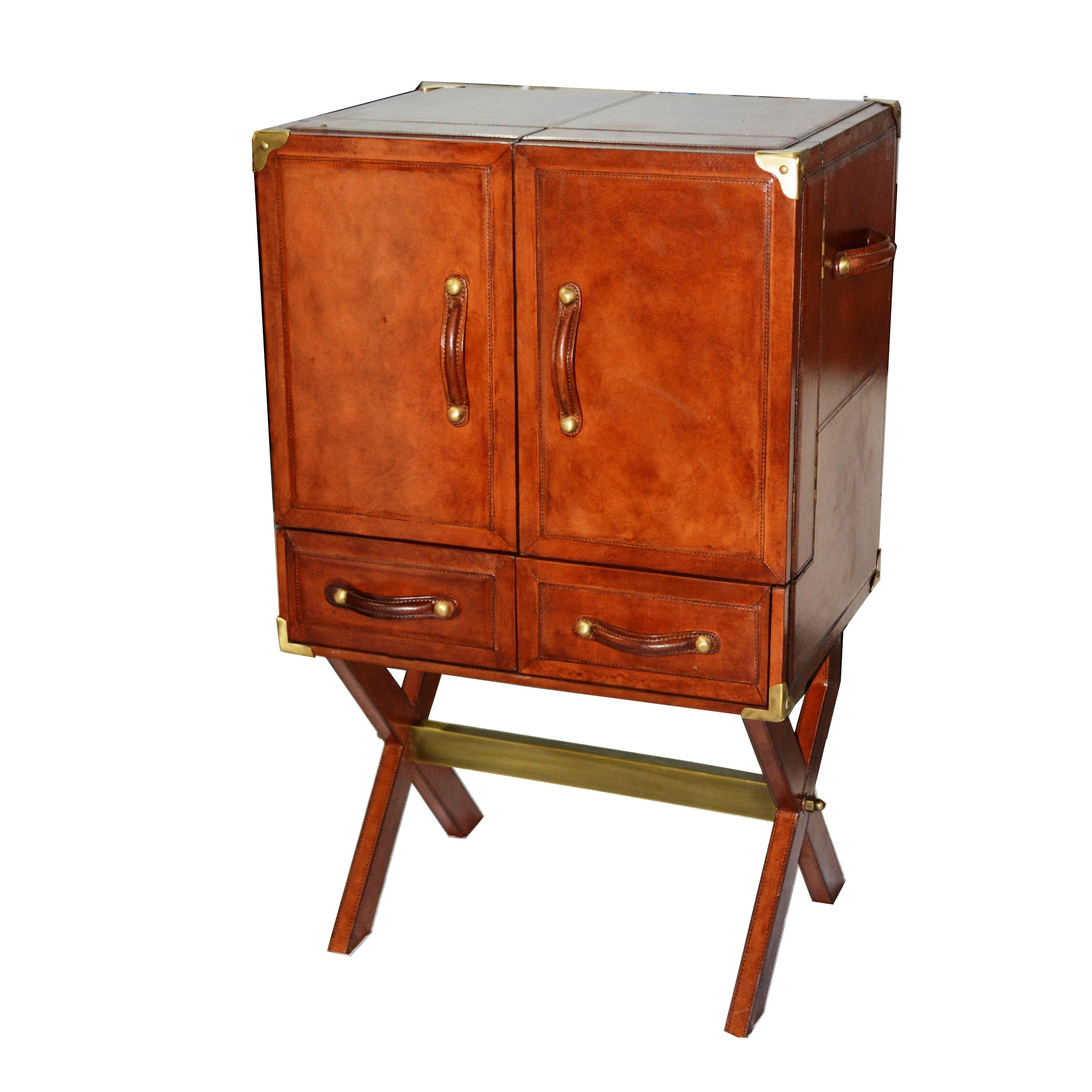 Executive Leather Bar Cabinet With Stand (Available in 2 Colors)