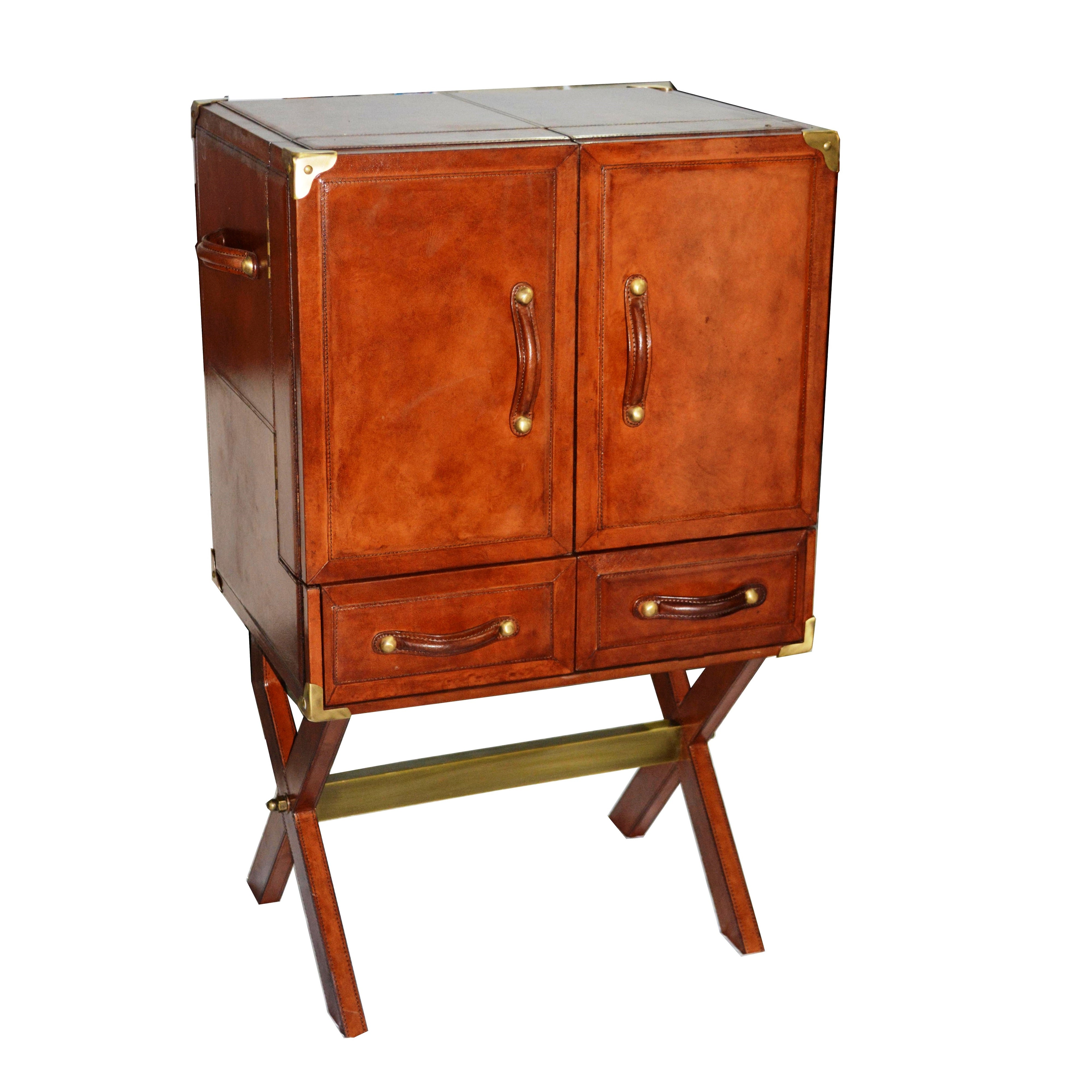 Executive Leather Bar Cabinet With Stand (Available in 2 Colors)