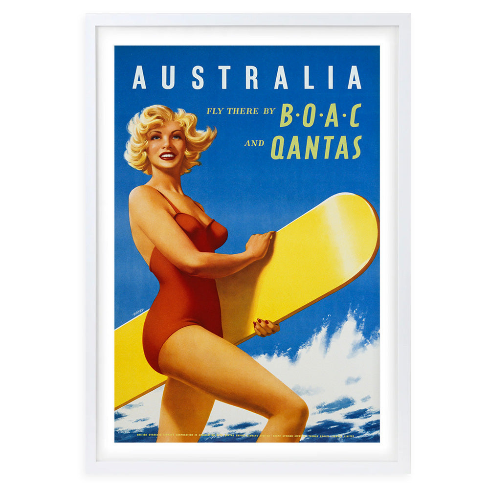 Australia Boac Qantas Large 105cm x 81cm Framed A1 Art Print