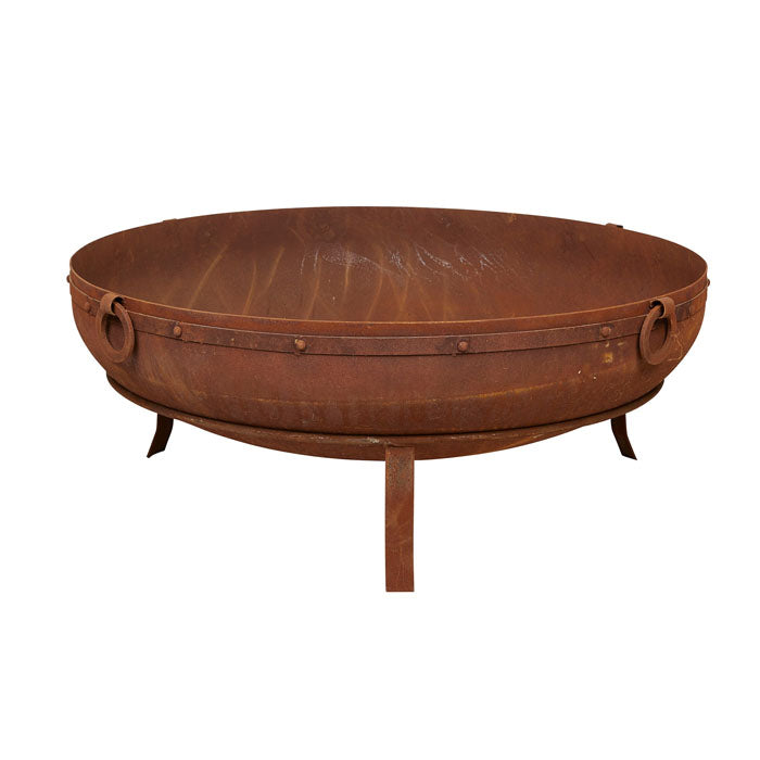 Rusty Indian Kadai Outdoor Fire Pit On Stand (Available in 2 Sizes)