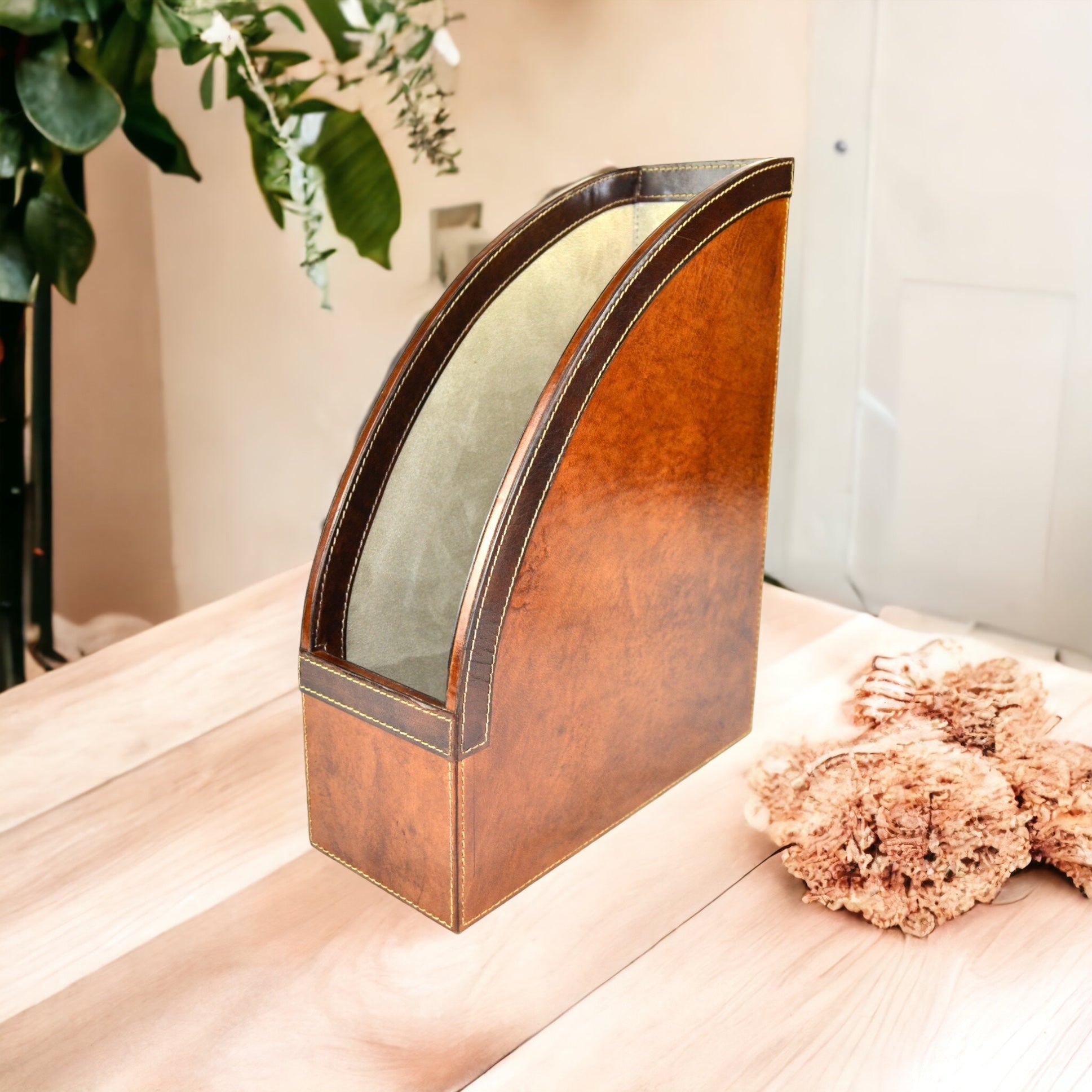 Leather Magazine File Holder (Available in 2 Colors)