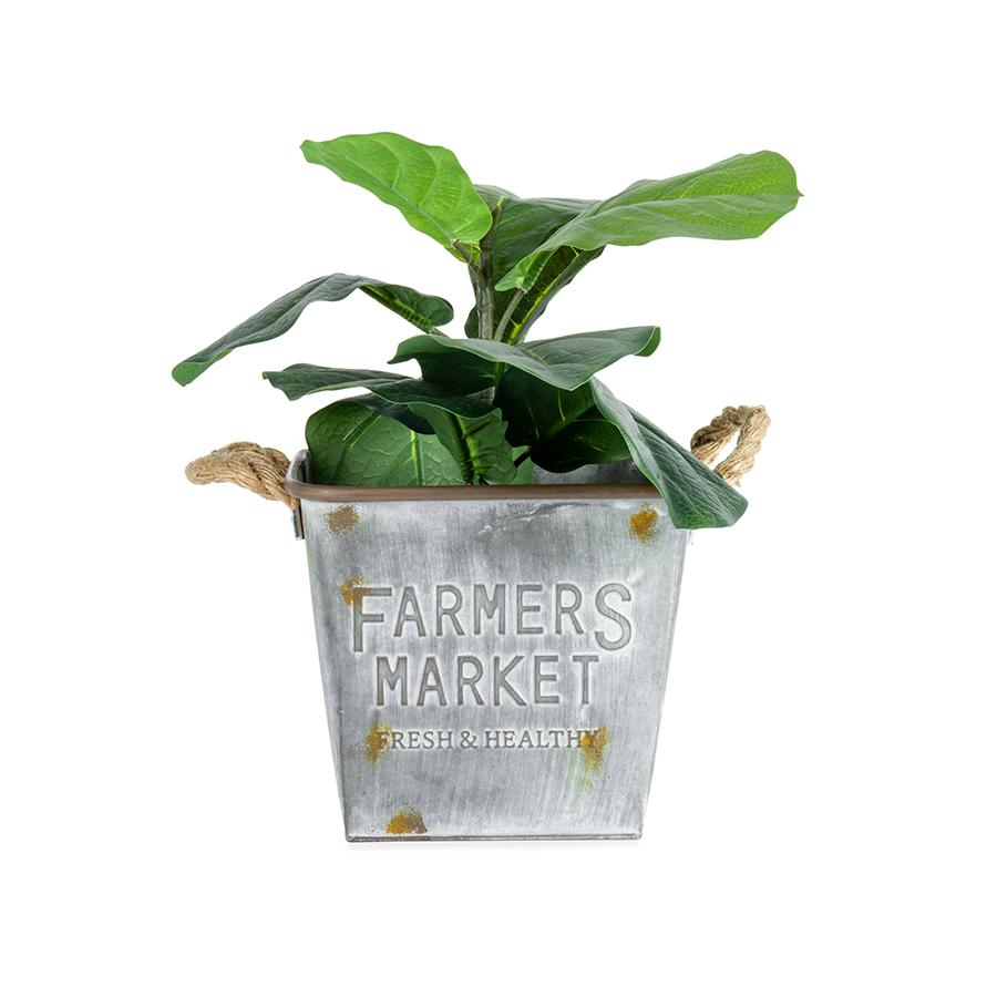 Farmers Market Galv-Rust Square Bucket Planter