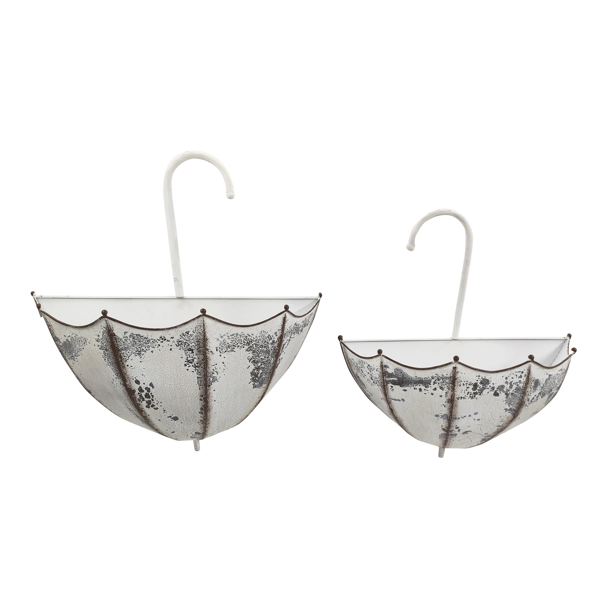 Nested Distressed Finish Umbrella Hanging Planters Set of 2