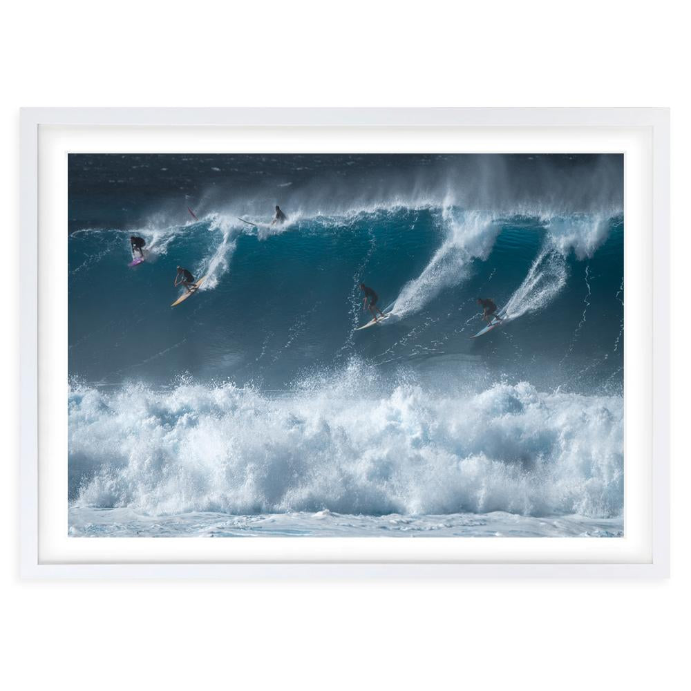 Big Wave Surfers Large 105cm x 81cm Framed A1 Art Print