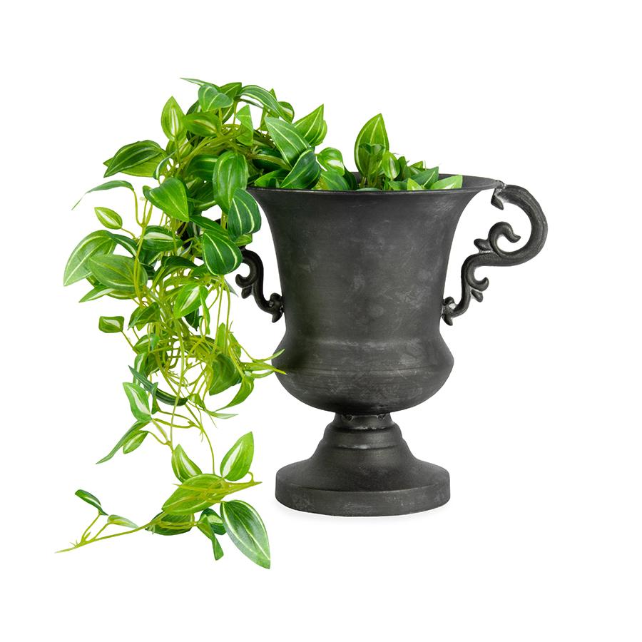 Baroque Brushed-Black Urn With Handles