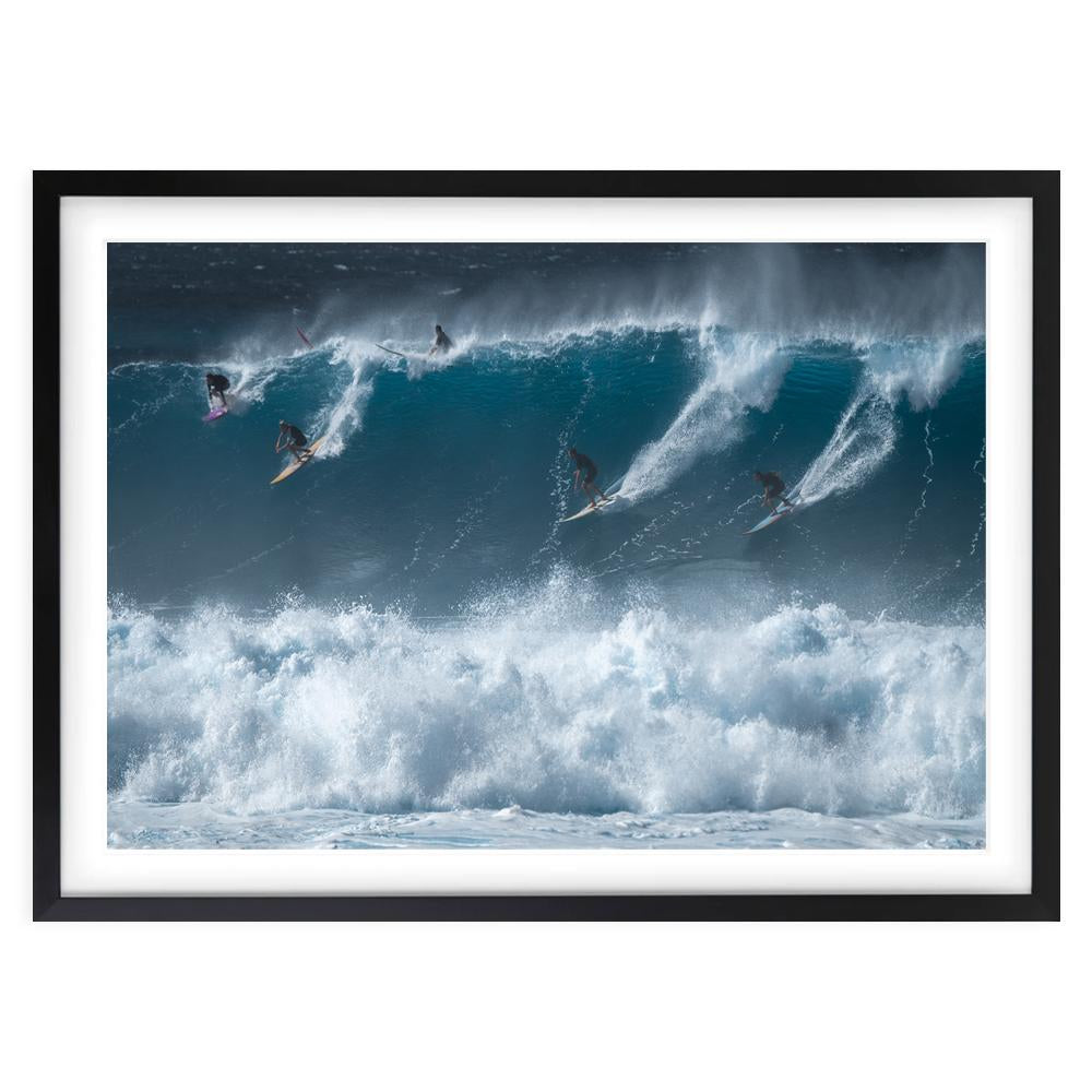 Big Wave Surfers Large 105cm x 81cm Framed A1 Art Print