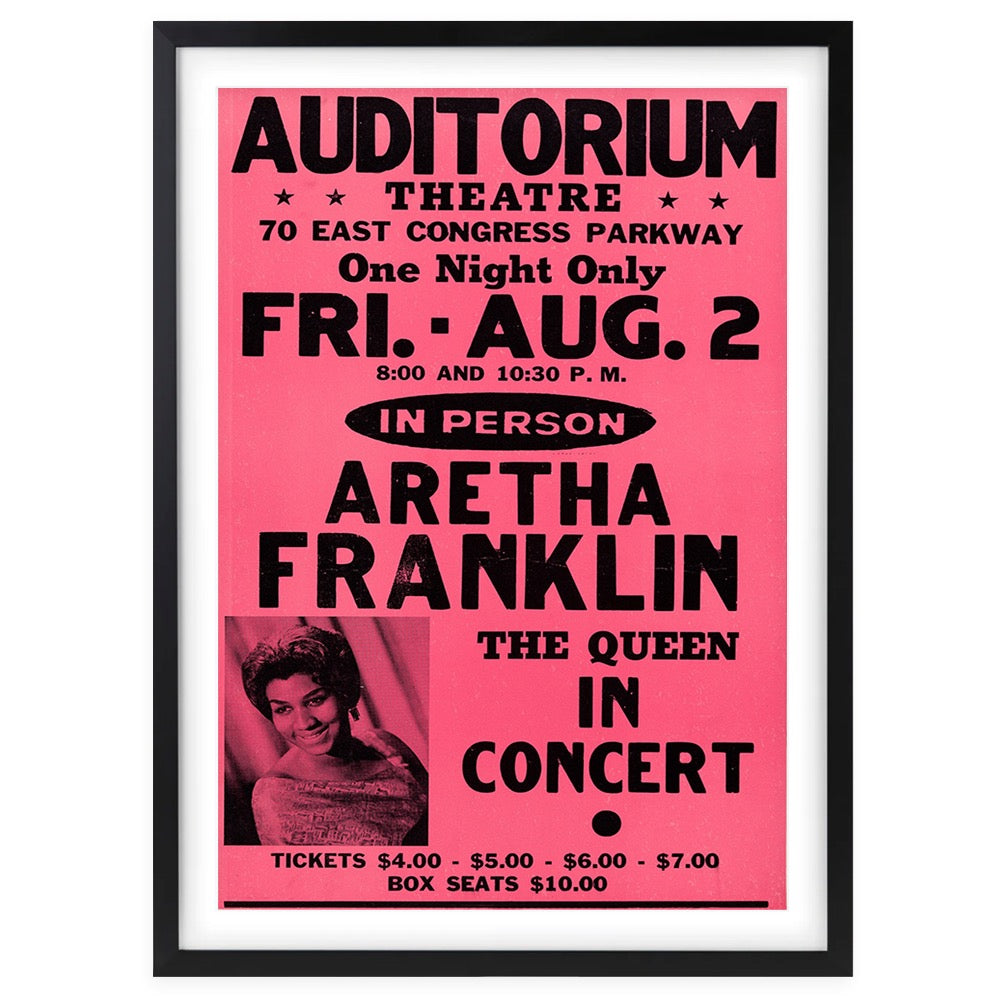 Aretha Franklin - Auditorium Theatre - 1974 Large 105cm x 81cm Framed A1 Art Print