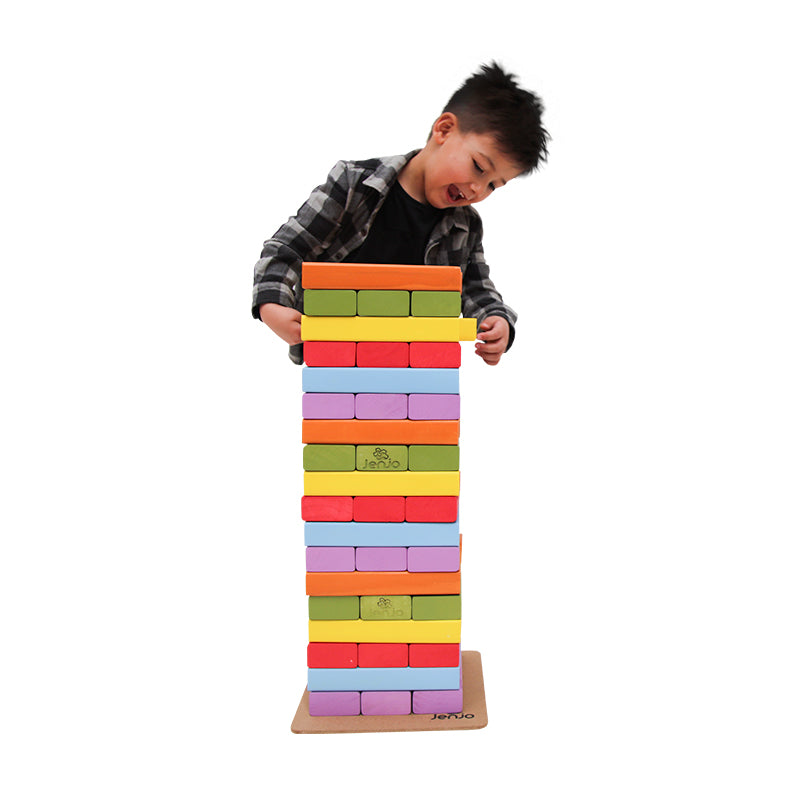 Rainbow Jenga Stackable 54 Wooden Blocks