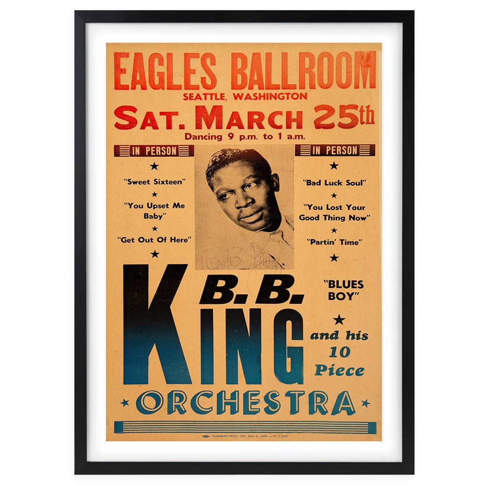 BB King 1961 Large 105cm x 81cm Framed A1 Art Print