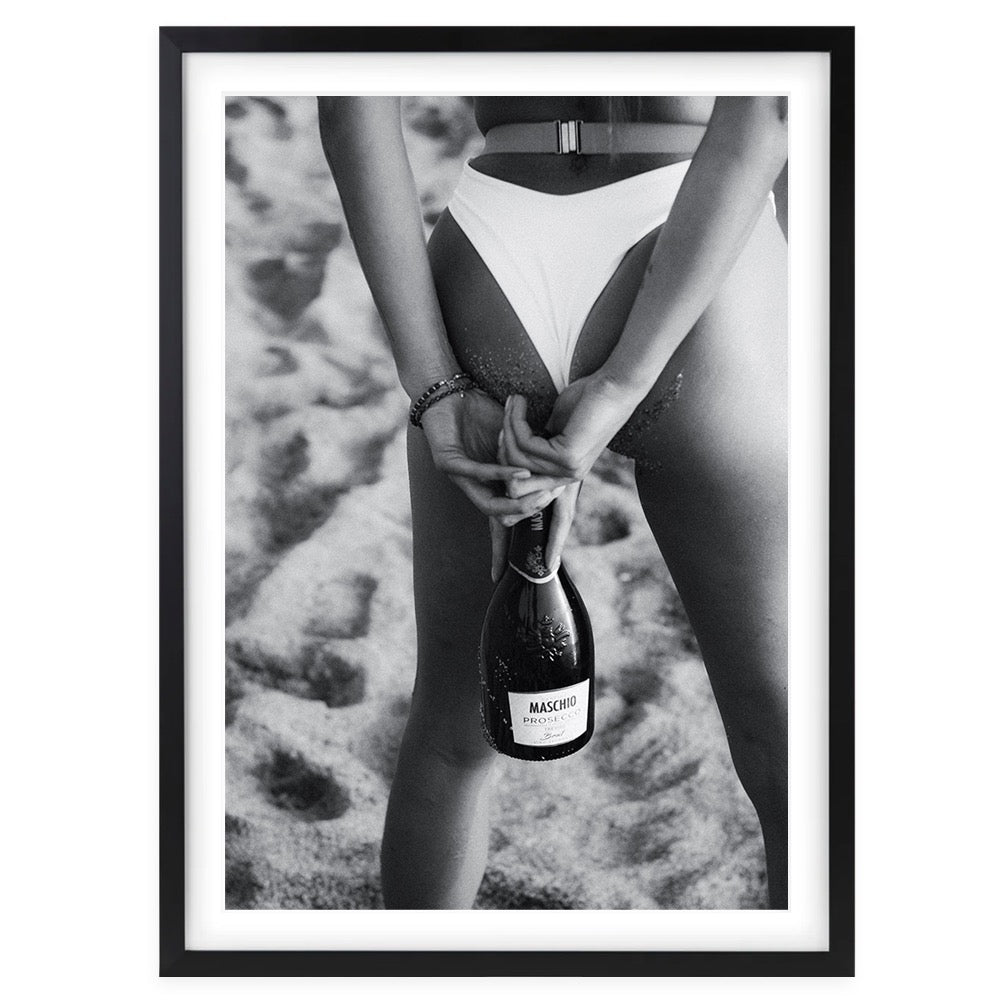 Bikini Prosecco Large 105cm x 81cm Framed A1 Art Print