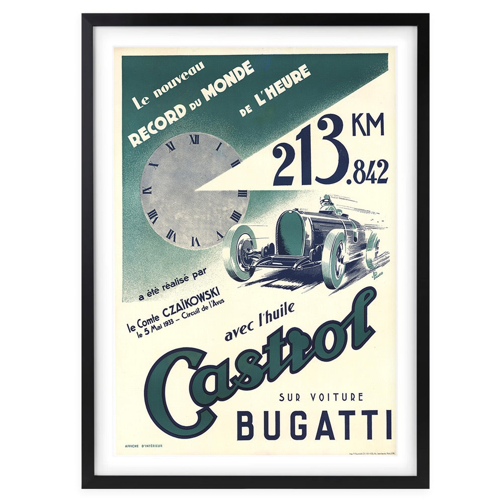 Castrol Bugatti Large 105cm x 81cm Framed A1 Art Print