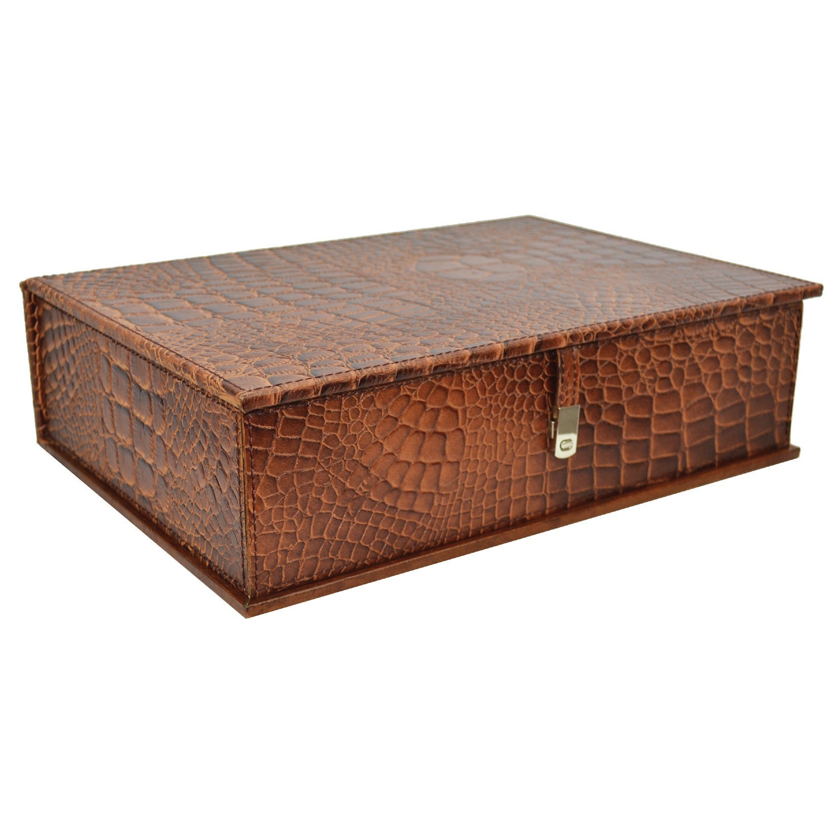 Rectangle Croc Haven Leather Document Box (2 Colors to Choose)