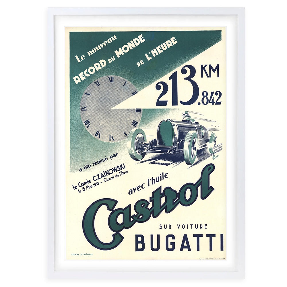 Castrol Bugatti Large 105cm x 81cm Framed A1 Art Print