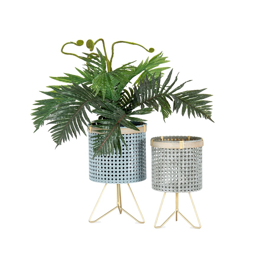 Nested Grey-Taupe Cirque Footed Planters Set of 2