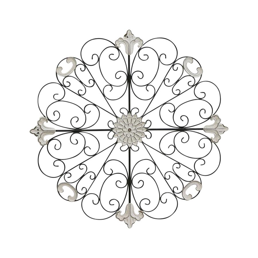 Circolo Fleur Distressed White Metal Wall Decor