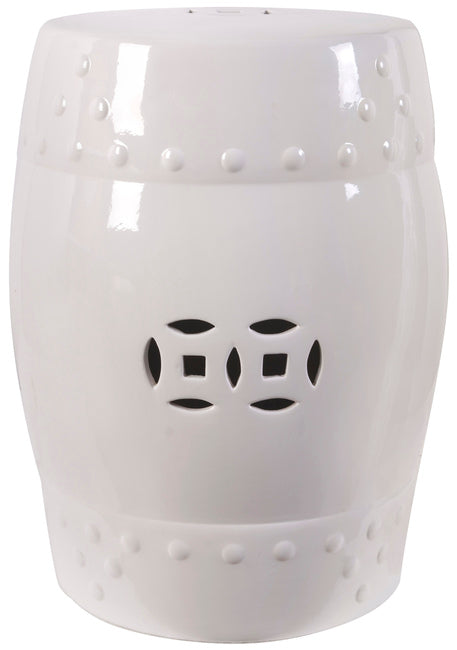 White Ceramic Drum Stool