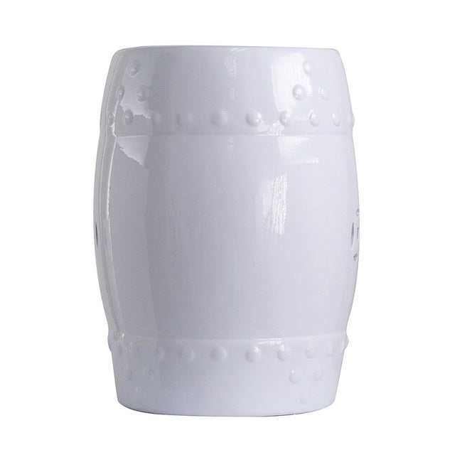 White Ceramic Drum Stool