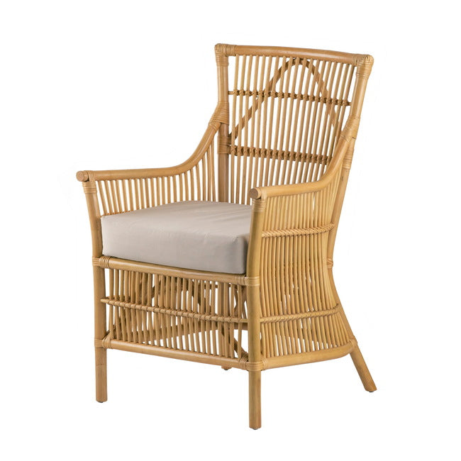 Coastal Living Room Rattan Armchair w/cushion