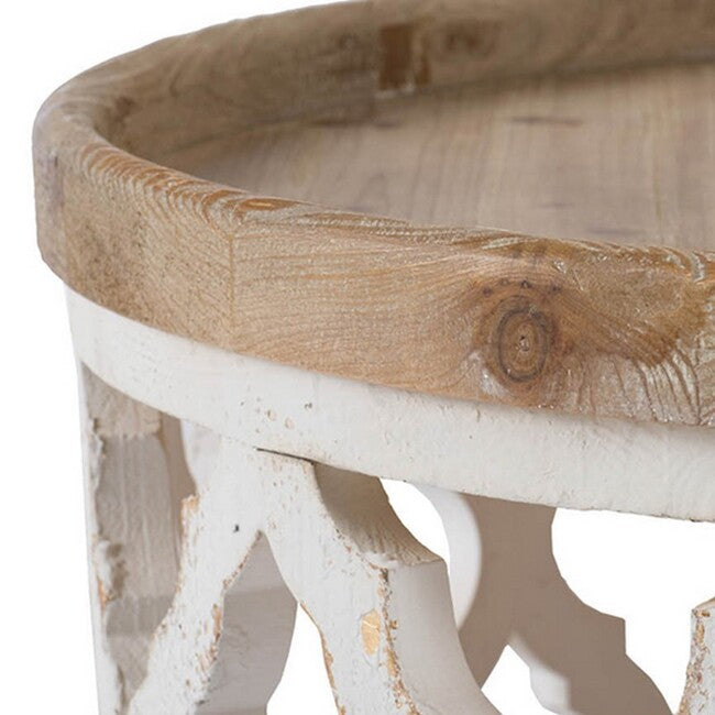 Filigree Round Shabby Chic Coffee Table Distressed White