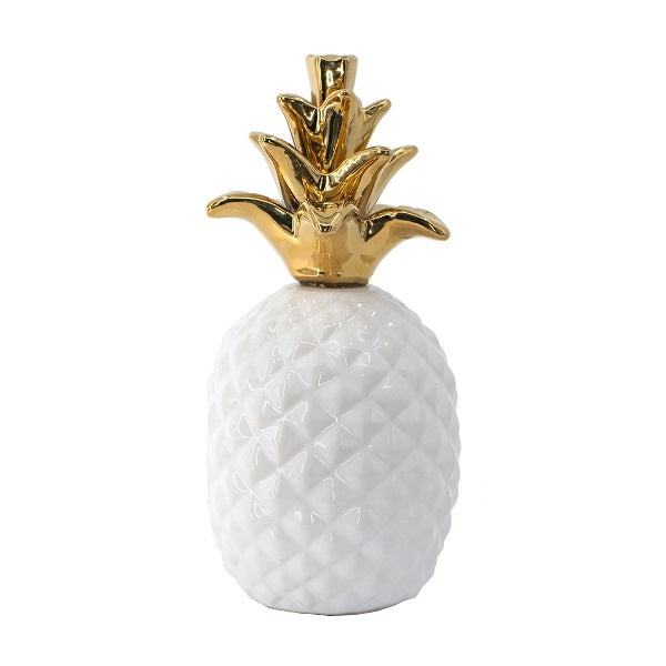 Pineapple Ceramic Ornament with a Gold Crown