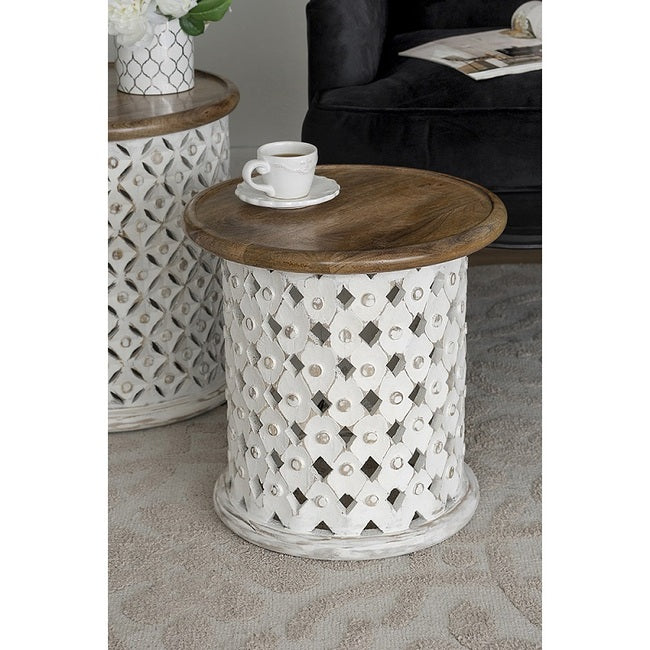 Intricate Cutwork Set of 2 Side Tables