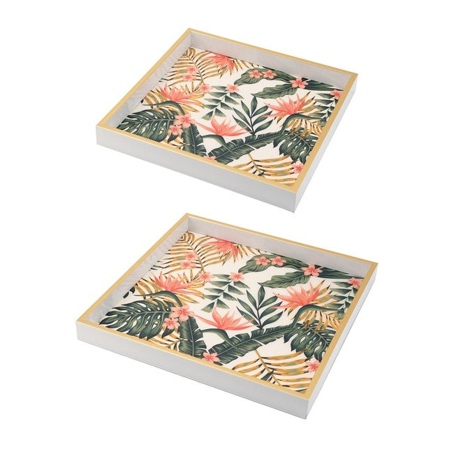 Botanical Design Square Trays Set of 2