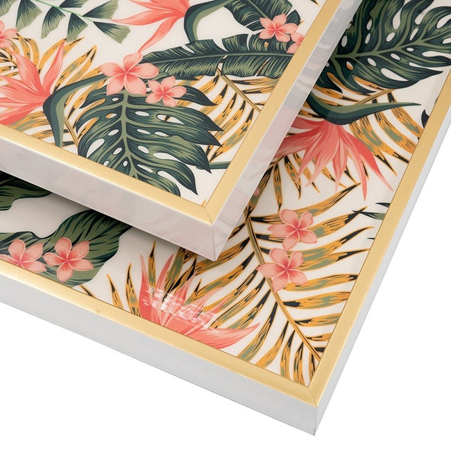 Botanical Design Square Trays Set of 2