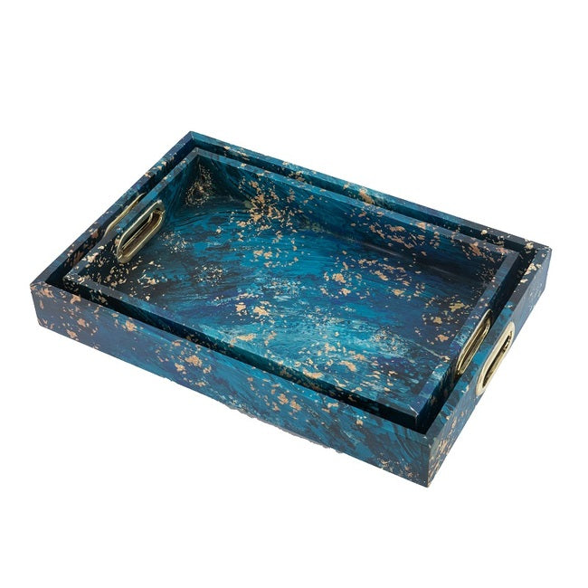 Blue Decorative Trays Set of 2