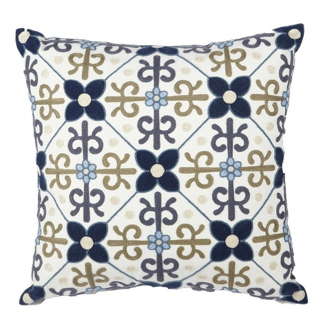 Deep Blue Embroidered Cushion