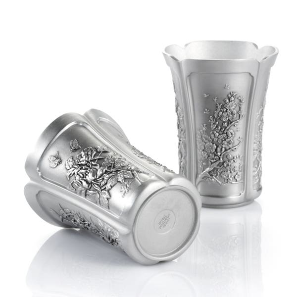 Royal Selangor Four Seasons Pewter Sipper Cups Pair Gift Boxed