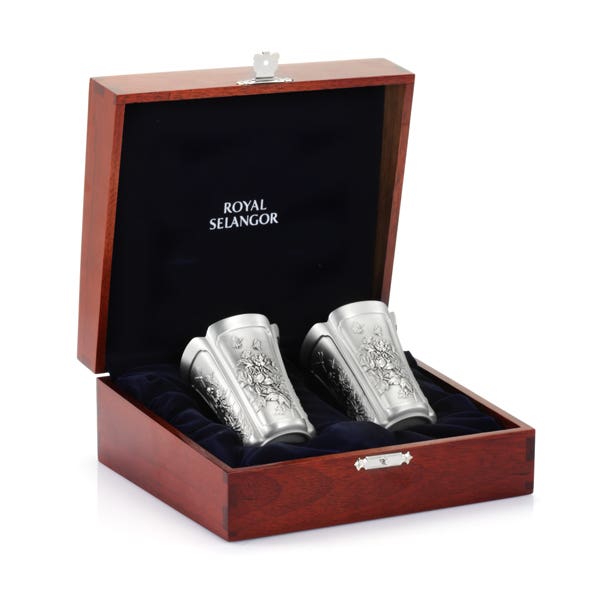 Royal Selangor Four Seasons Pewter Sipper Cups Pair Gift Boxed