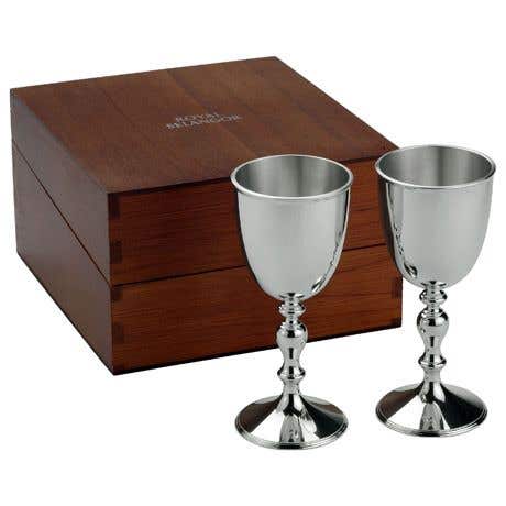 Royal Selangor Sovereign Pewter Goblet Pair In Gift-box