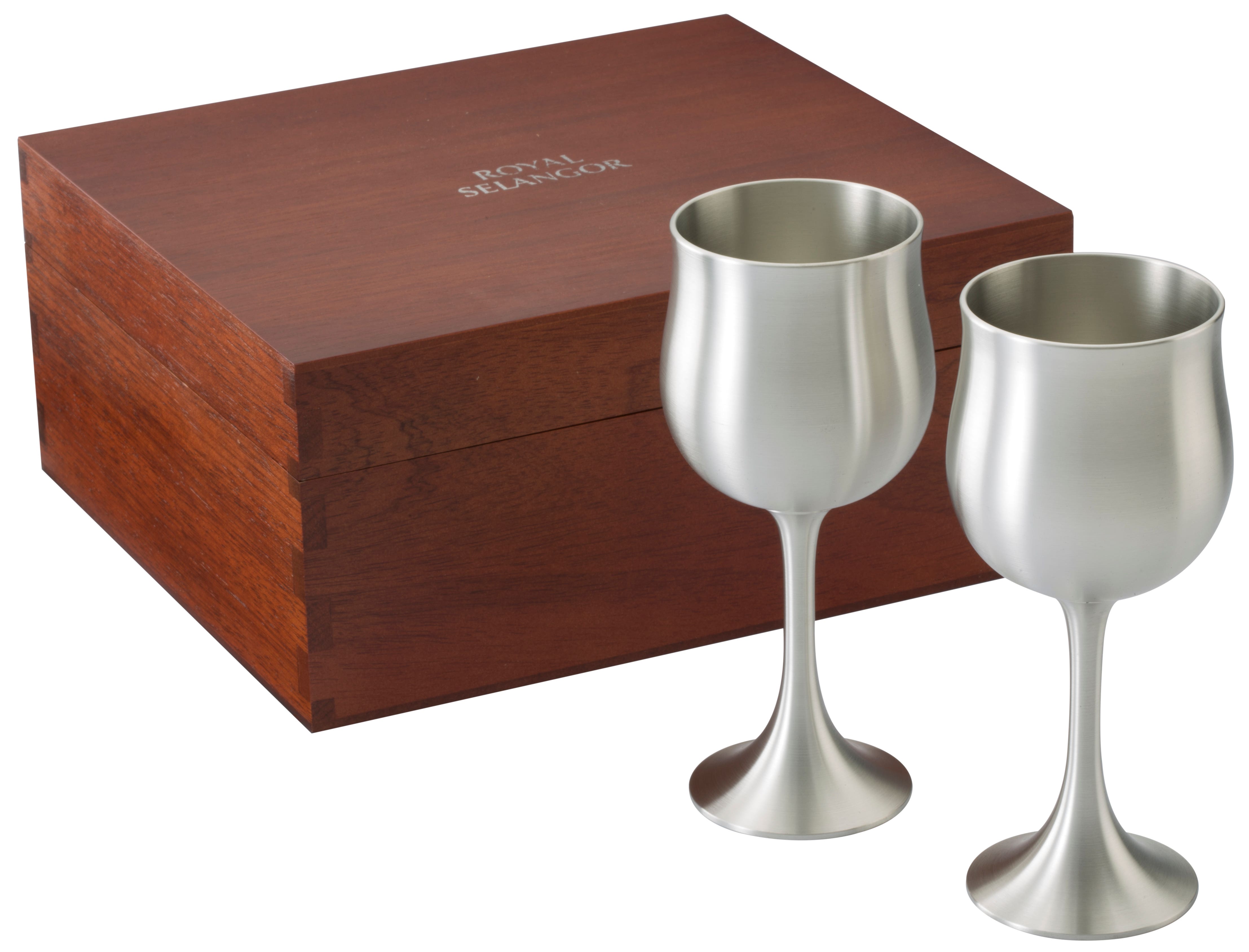 Royal Selangor Wine Goblets Pair in Wooden Box (Available in 2 Sizes)