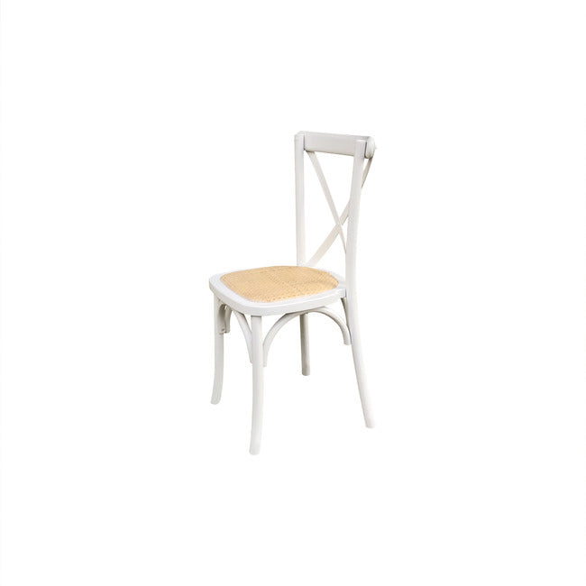 Crossback Rattan Dining Chair White (Stackable)