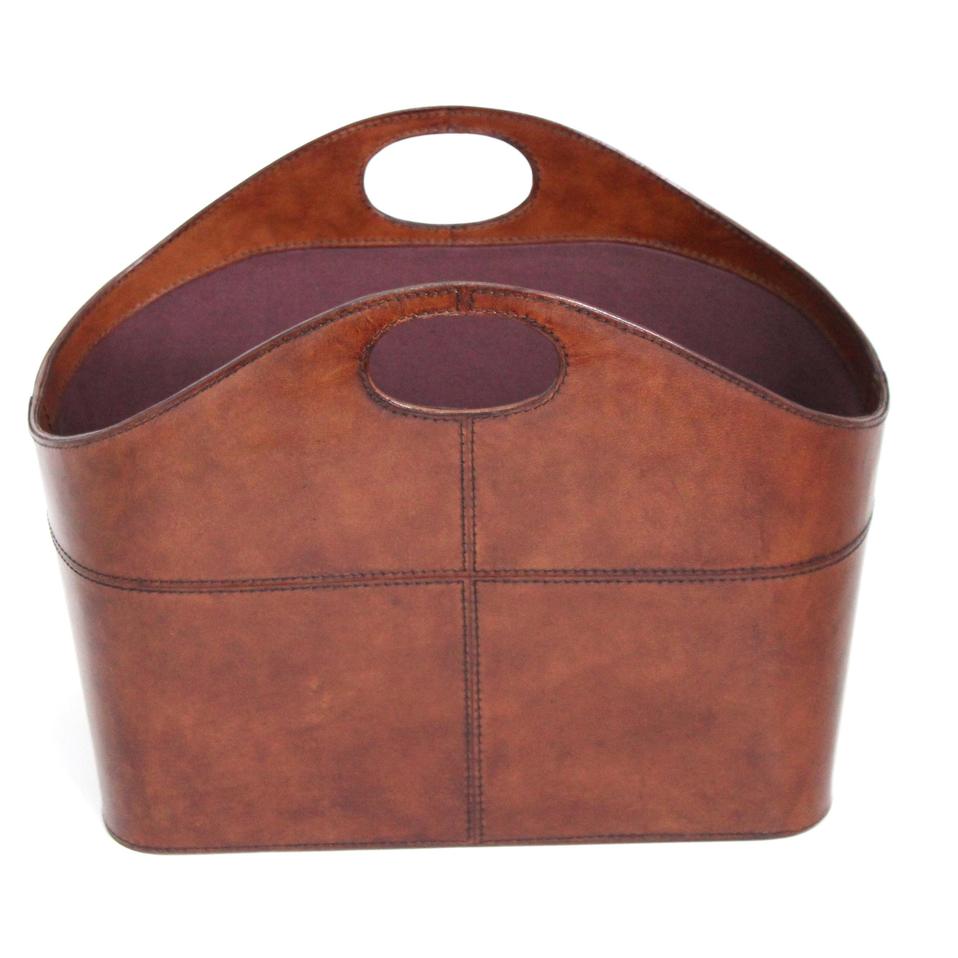 Leather Magazine Basket with Handle (4 Colors to Choose)