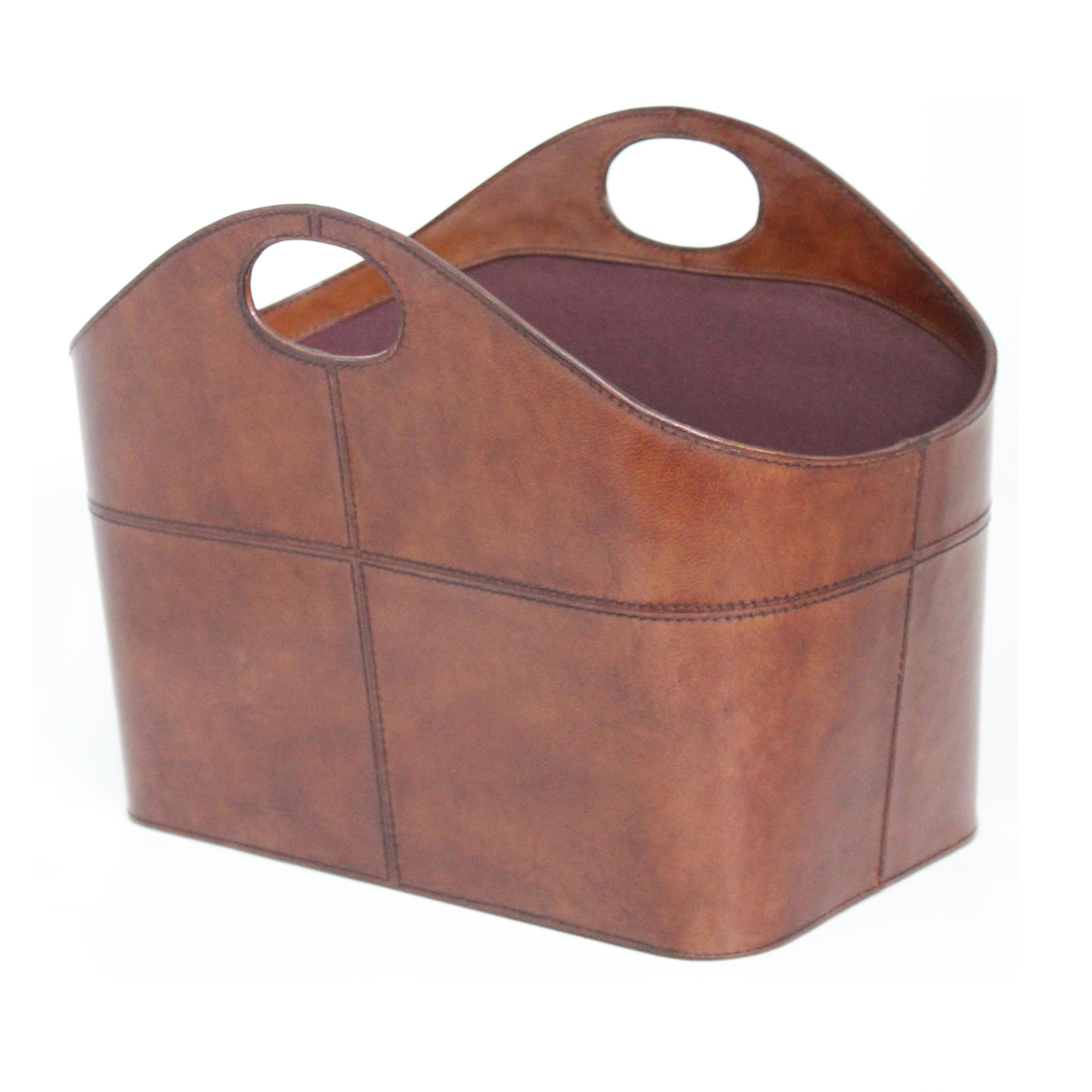 Leather Magazine Basket with Handle (4 Colors to Choose)